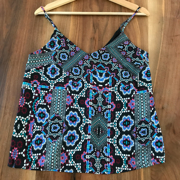 Silky print spaghetti strap tank - Picture 1 of 5